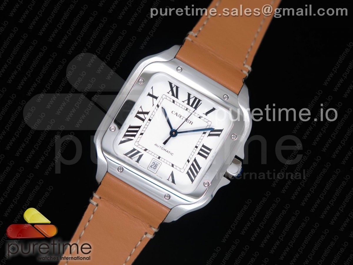 KOR공장 까르띠에 산토스 2018 화이트다이얼 / 브라운가죽 Santos de Cartier Large 2018 KOR 1:1 Best Edition White Dial on Brown Leather Strap MIYOTA 9015