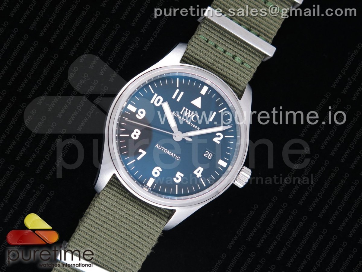 MK공장 IWC 마크 18 TRIBUTE TO MARK XI 블랙다이얼 / 나일론 스트랩  Mark XVIII “TRIBUTE TO MARK XI” IW327007 MKF 1:1 Best Edition Black Dial on Green Nylon Strap A2892