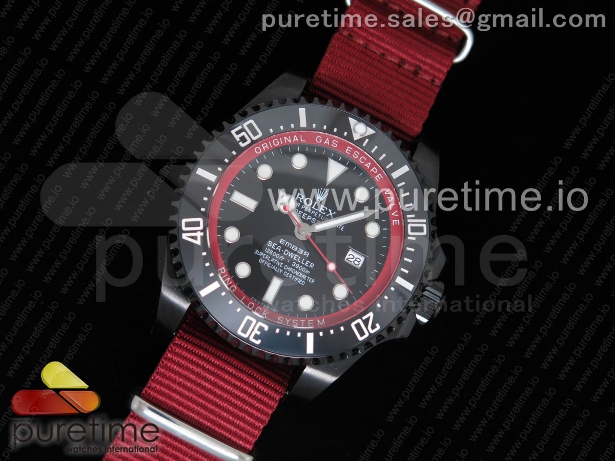 VR공장 롤렉스 씨드웰러 밤포드 / 나일론 스트랩 Sea-Dweller 116660 Bamford PVD VRF Best Edition Black Dial on Red Nylon Strap A2836 MAX