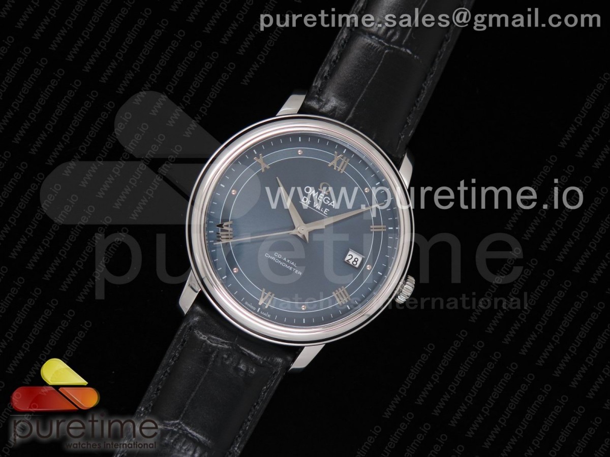 FK공장 오메가 드빌 / 가죽 De Ville SS FKF 1:1 Best Edition Blue Dial on Black Leather Strap A2824