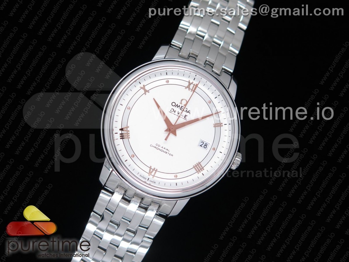 FK공장 오메가 드빌 / 브슬 De Ville SS FKF 1:1 Best Edition White Dial RG Markers on SS Bracelet A2824