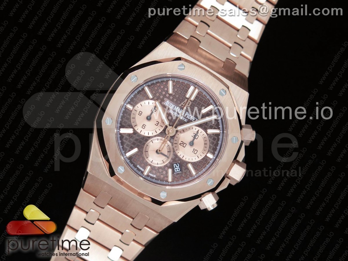 OM공장 오데마피게 로얄오크 크로노 / 브슬 Royal Oak Chrono 26331ST RG OMF 1:1 Best Edition Brown/Gold Dial on SS Bracelet A7750