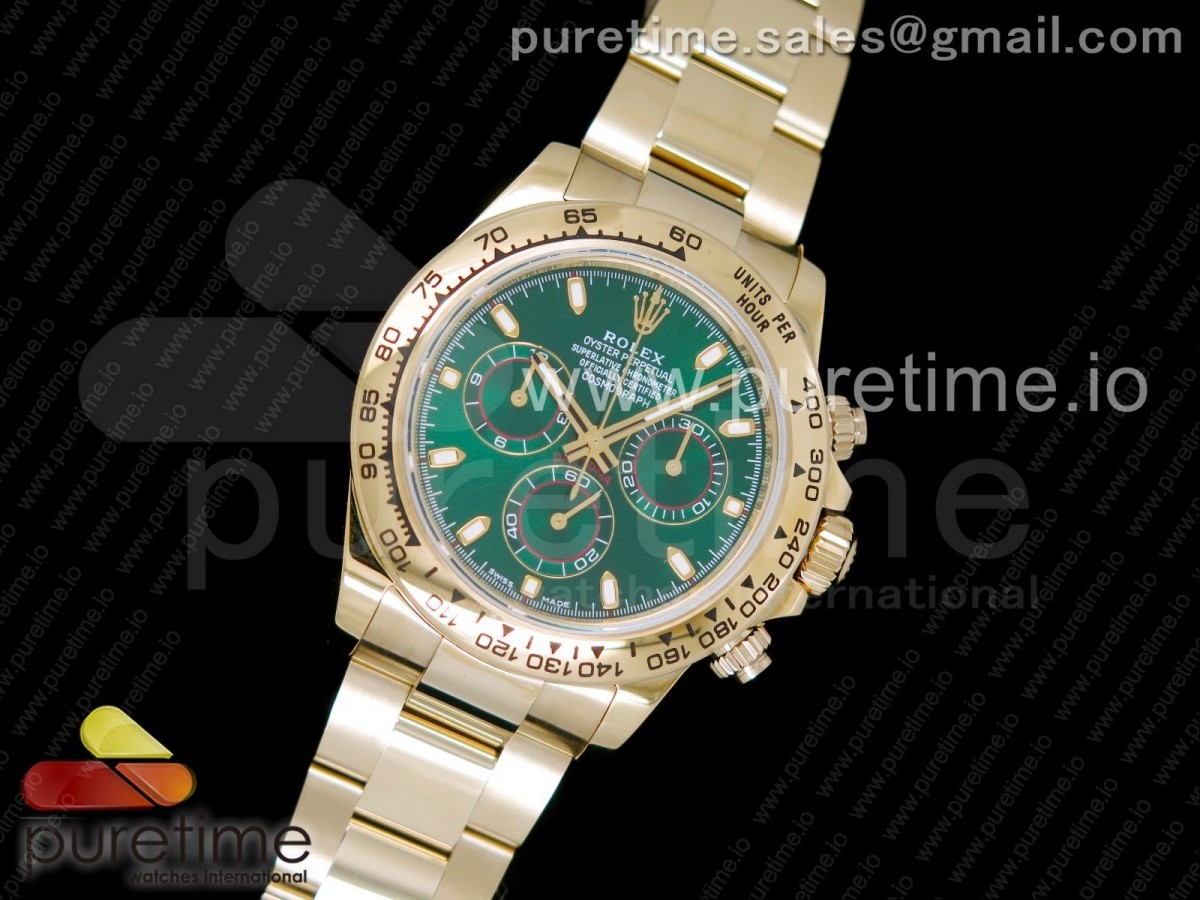 AR공장 데이토나 V2 금통 904L스틸 4130 슈퍼클론 무브먼트 Daytona 116508 ARF 1:1 Best Edition YG Plated 904L SS Case and Bracelet Green Dial A4130 Super Clone V2