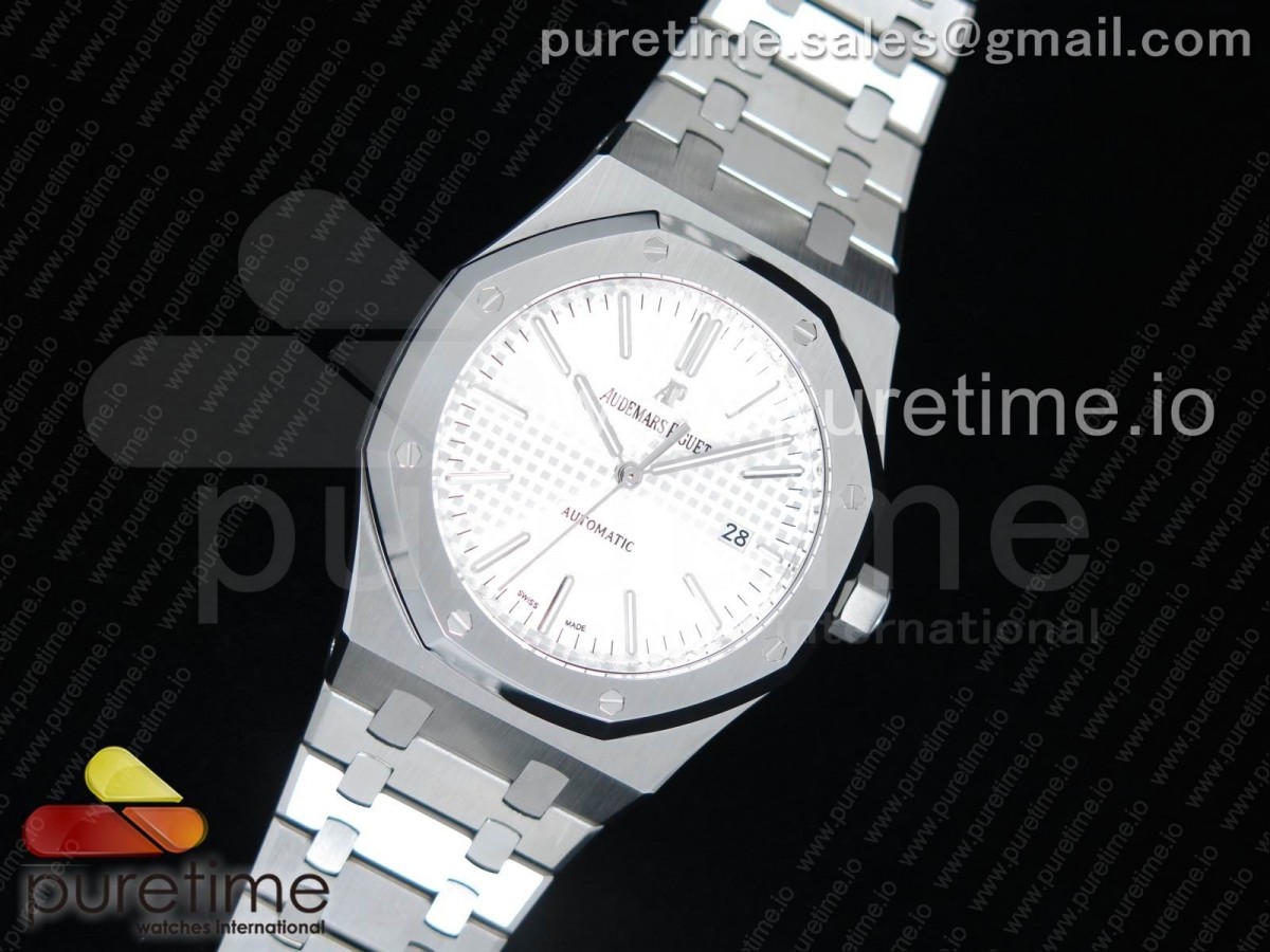 OM공장 오데마피게 로얄오크 41MM 15400 Royal Oak 41mm 15400 SS OMF 1:1 Best Edition White Textured Dial on SS Bracelet A3120