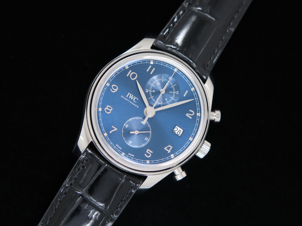 YL공장 IWC 포르투기저 42MM IW3903 블루 가죽 Portugieser Chrono Classic 42 IW3903 YLF Best Edition Blue Dial on Black Leather Strap A7750