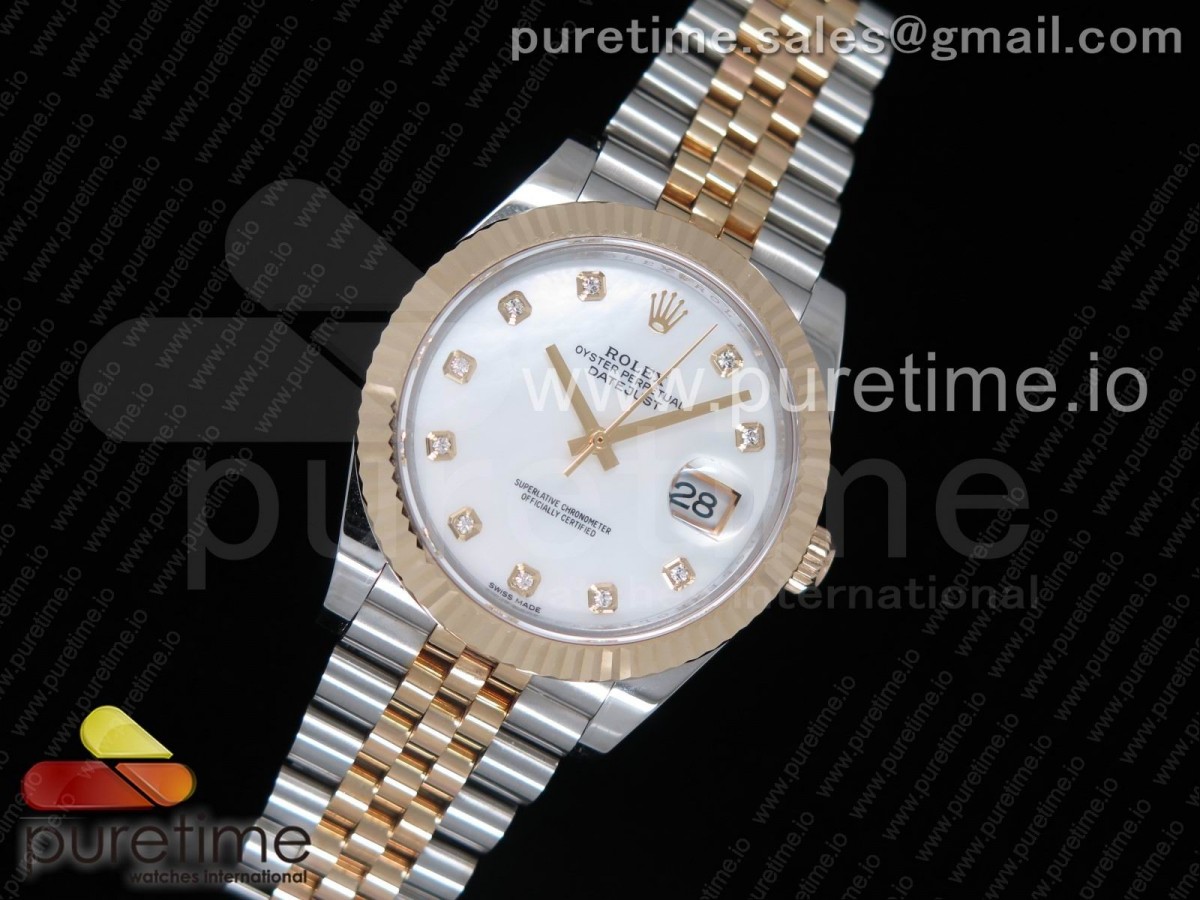 GM공장 데이저스트 41MM 콤비 자개판 텐포인트 포금 DateJust 41 126333 GMF Best Edition YG Wrapped Whtie MOP Dial Diamonds Markers on SS/YG Jubilee Bracelet A2824