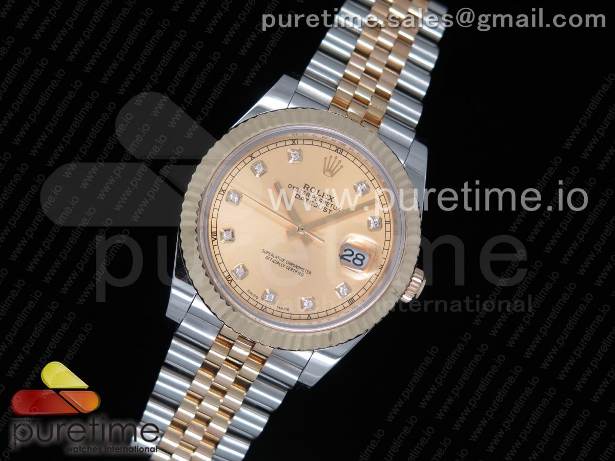 GM공장 데이저스트 41MM 콤비 골드 텐포인트 포금 DateJust 41 126333 GMF Best Edition YG Wrapped YG Dial Diamonds Markers on SS/YG Jubilee Bracelet A2824