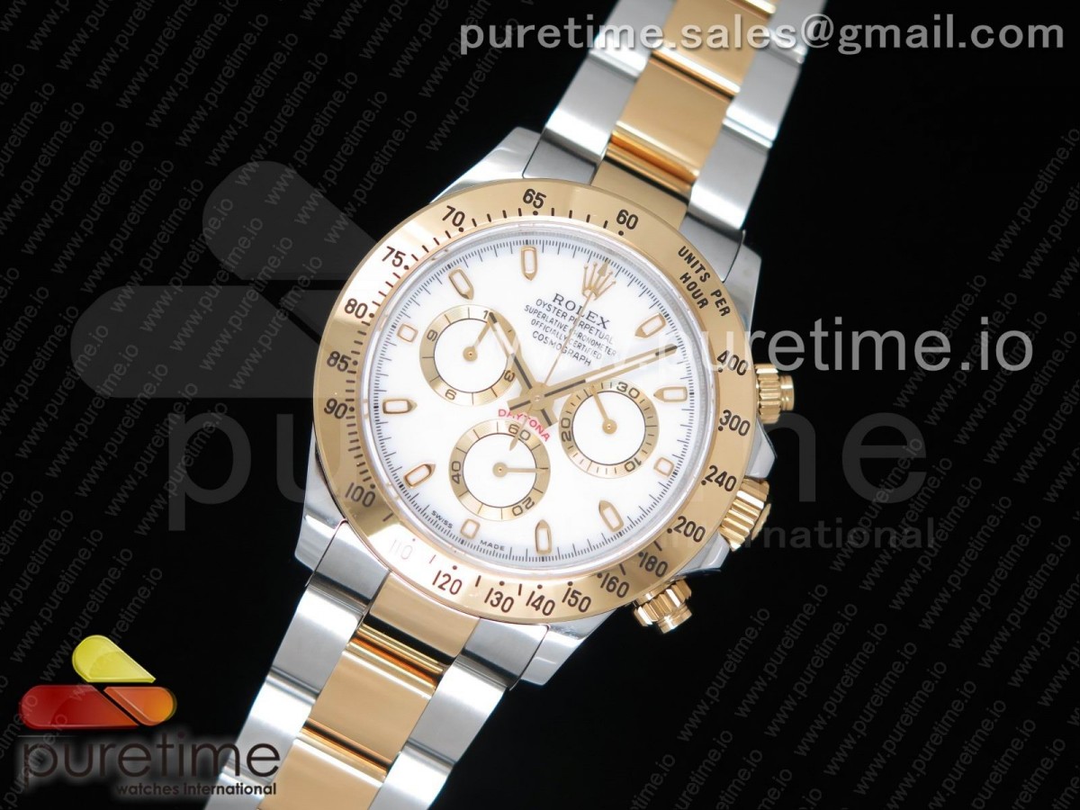 GM공장 롤렉스 데이토나 화이트 콤비 Daytona 116523 YG Wrapped GMF Best Edition White Dial on SS/YG Bracelet A4130