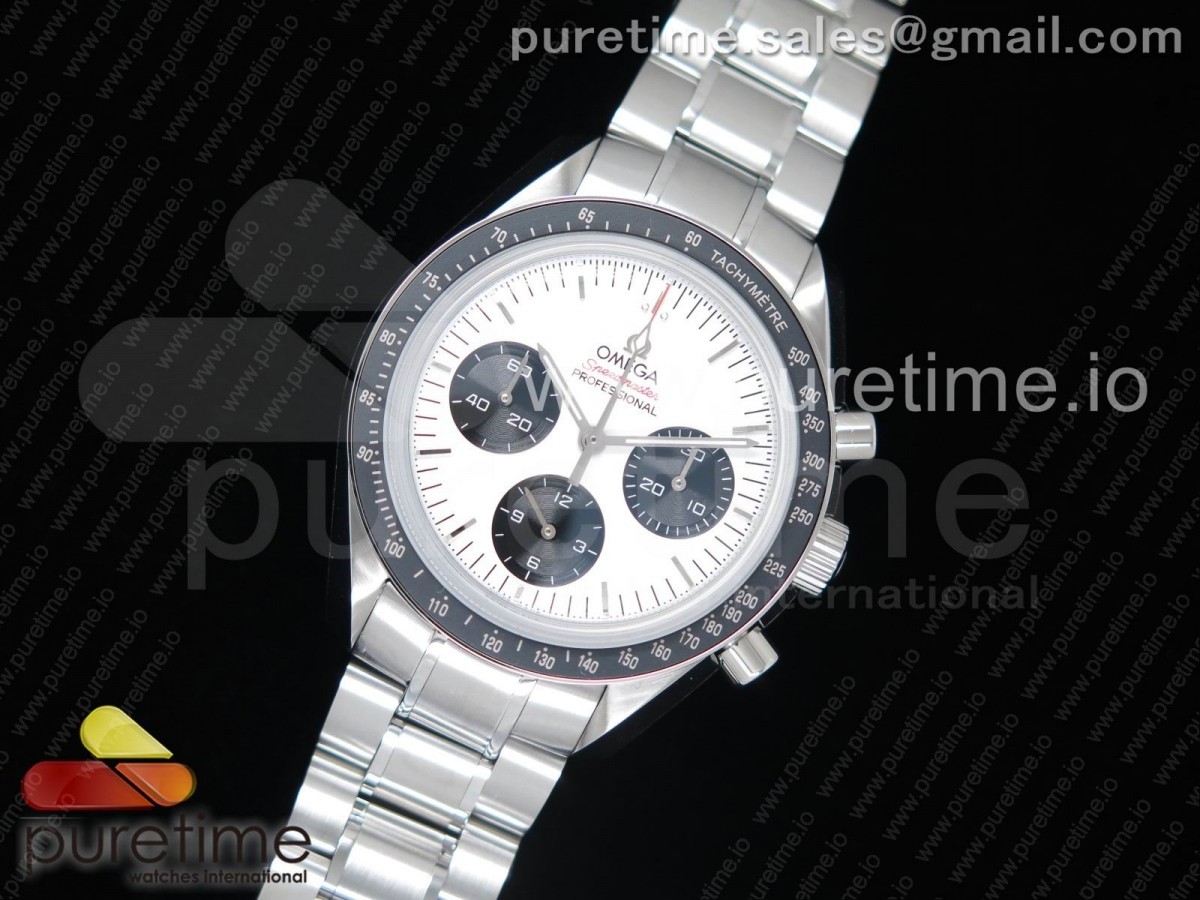 오메가 스피드마스터 크로노 Speedmaster SS Sapphire Crystal Panda White/Black Dial on SS Bracelet Manual Winding Chrono Movement