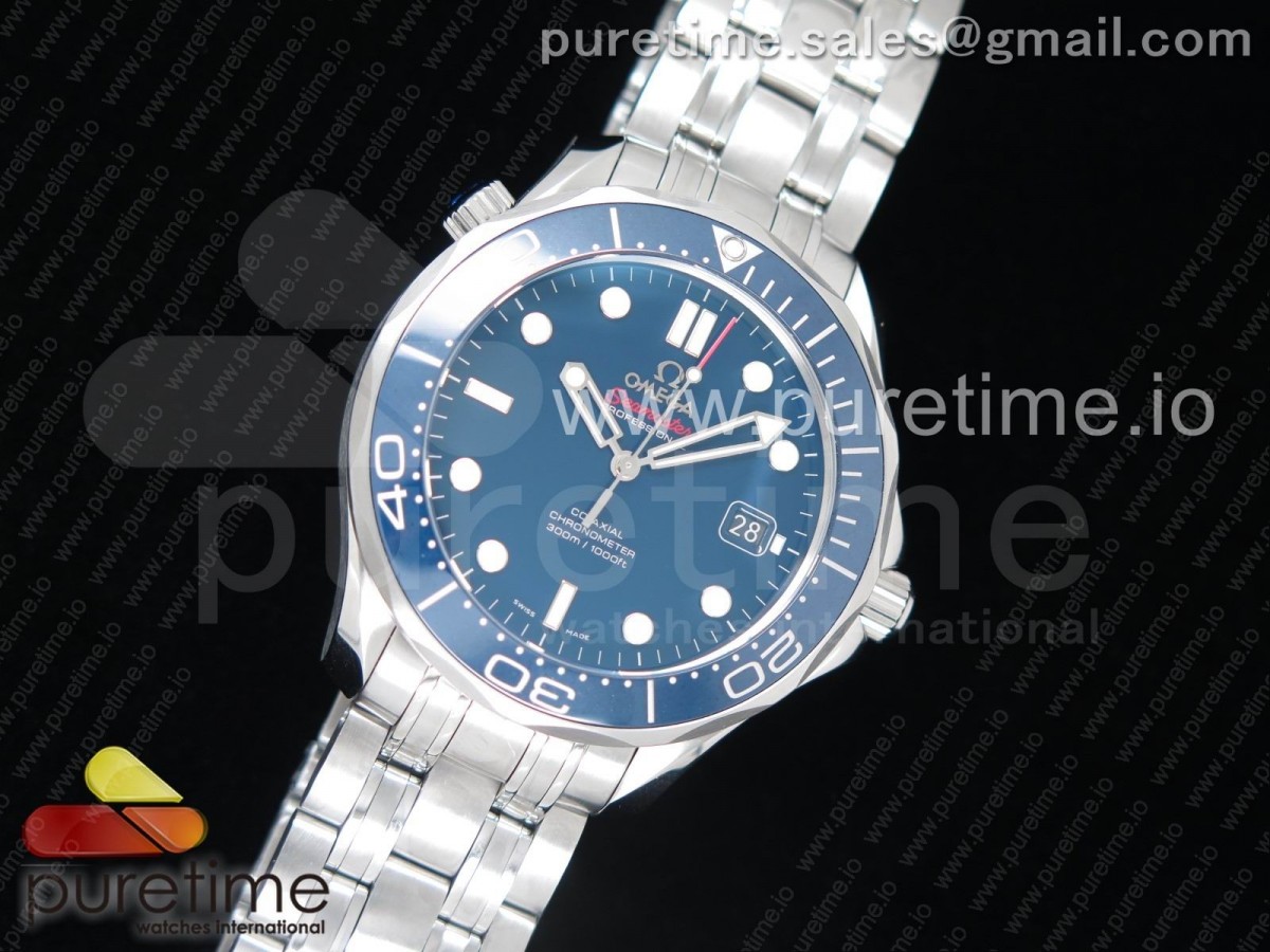 MK공장 오메가 씨마스터 다이버 300M V4 Seamaster 300M Chronometer SS MKF 1:1 Best Edition Ceramic Bezel Blue Dial on SS Bracelet A2824 V4