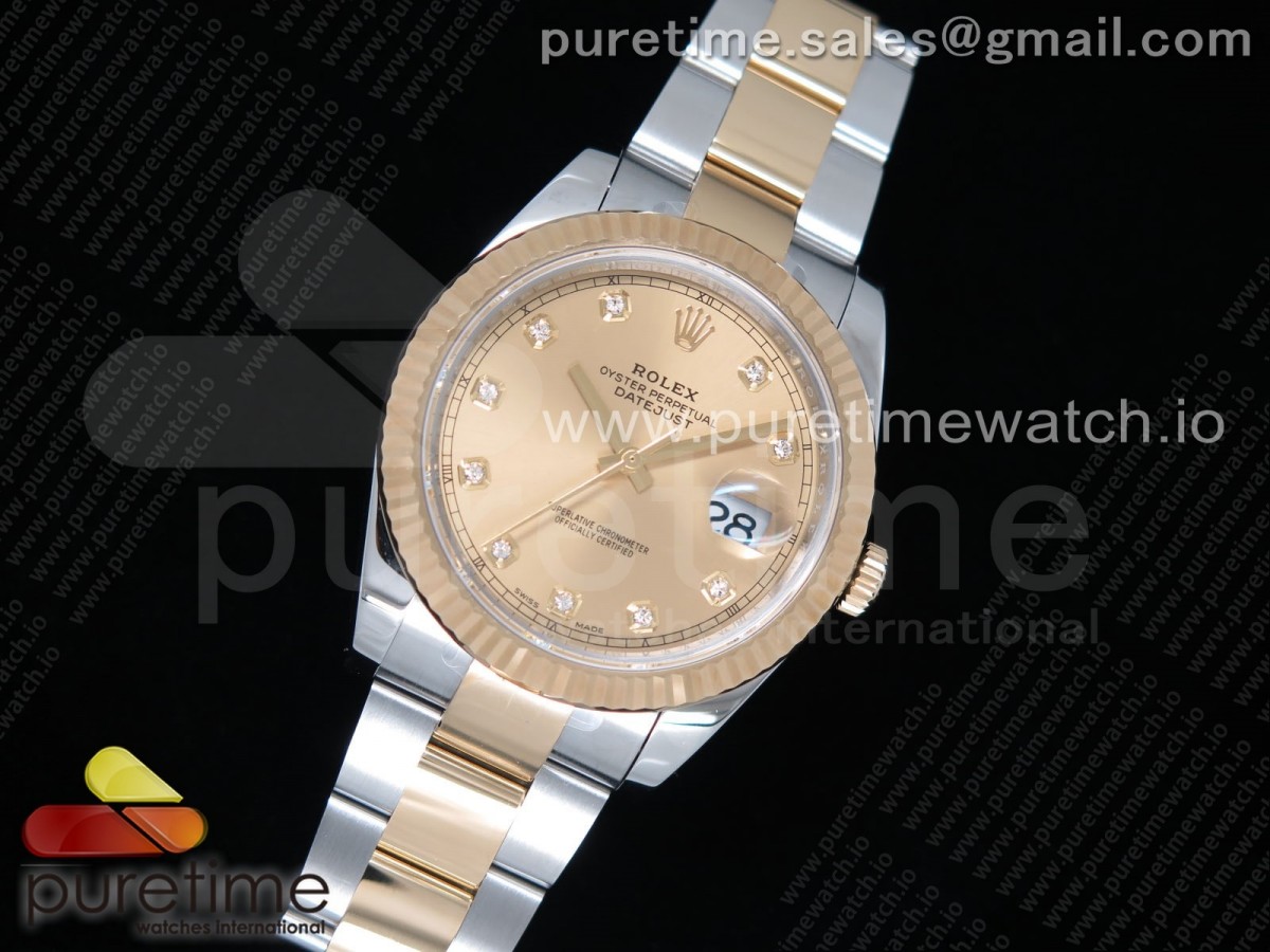 AR공장 롤렉스 데이저스트 41MM 콤비 골드 텐포인트 오이스터 DateJust 41 126333 SS/YG ARF 1:1 Best Edition 904L Steel YG Diamonds Dial on Oyster Bracelet A2824