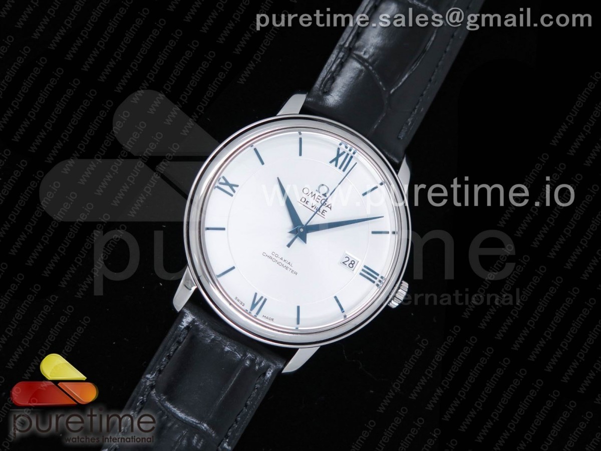 MK공장 V4 오메가 드빌 화이트 다이얼 블루 / 가죽  De Ville SS MKF 11 Best Edition White Dial Blue Markers on Black Leather Strap MIYOTA 9015 V4