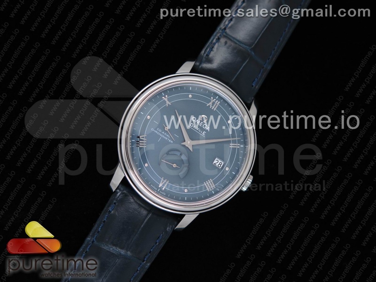 TW공장 오메가 드빌 프레스티지 파워리저브 블루 다이얼 / 가죽  De Ville Prestige Real Power Reserve SS TW 1:1 Best Edition Deep Blue Dial on Blue Leather Strap A2824