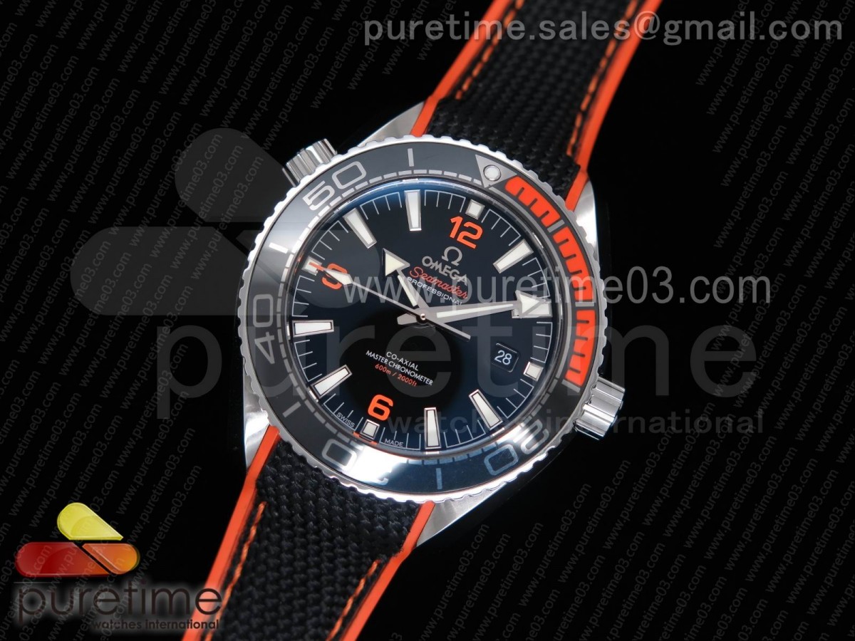 OM공장 오메가 플래닛오션 42mm 블랙오렌지 블랙다이얼 / 나토  Planet Ocean 42mm SS OMF 11 Best Edition BlackOrange Bezel Black Dial on Black Nylon Strap A8900 (Black Balance Wheel)