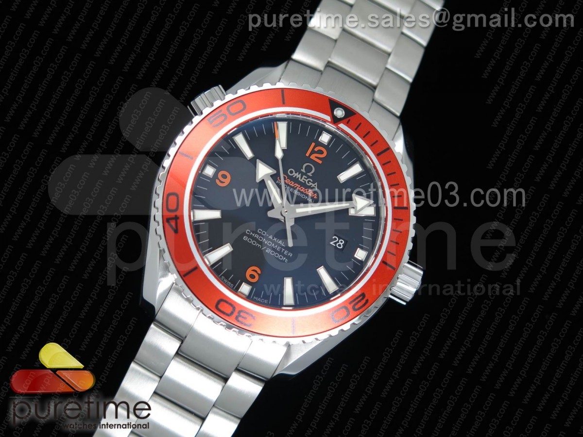 OM공장 오메가 플래닛오션 45mm 오렌지베젤 / 브슬  Planet Ocean Professional Orange Bezel 45mm 11 OMF Best Edition on SS Bracelet A8500 (Black Balance Wheel)