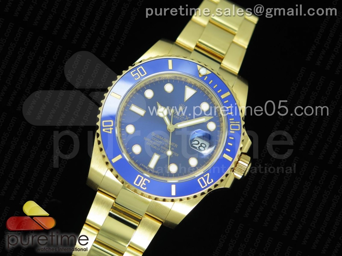 VR공장 롤렉스 서브마리너 18K 포금 청판 Submariner 116613 LB VRF 1:1 Best Edition YG Wrapped Blue Dial on YG Wrapped Bracelet A2836 MAX Version