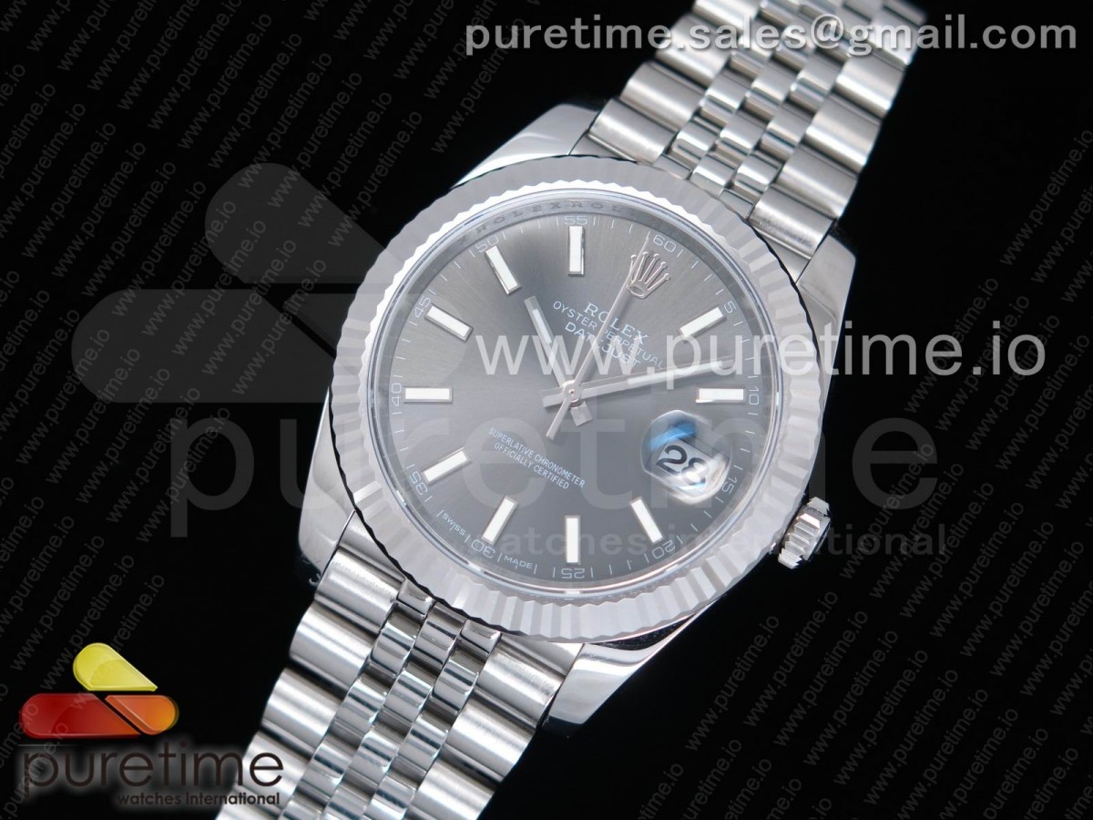 RE공장 V2 롤렉스 데이저스트 41 베스트에디션  그레이 쥬빌리 브레이슬릿 DateJust 41 126334 SS REF 1:1 Best Edition Gray Dial Stick Markers on Jubilee Bracelet A3235 Clone