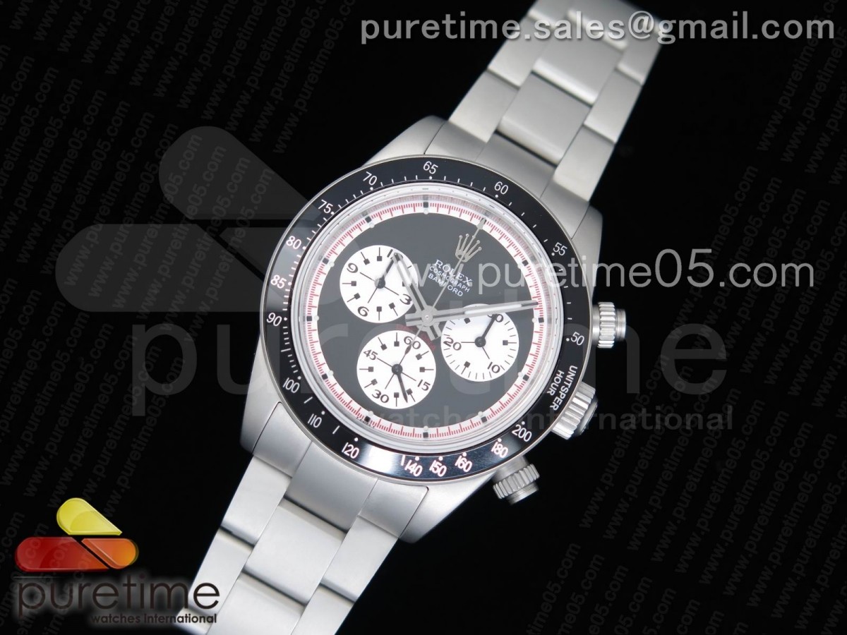 롤렉스 데이토나 뉴만 샌드 블래스티드 블랙 다이얼 Daytona Newman Sandblasted SS Black/White Dial on SS Bracelet A7750