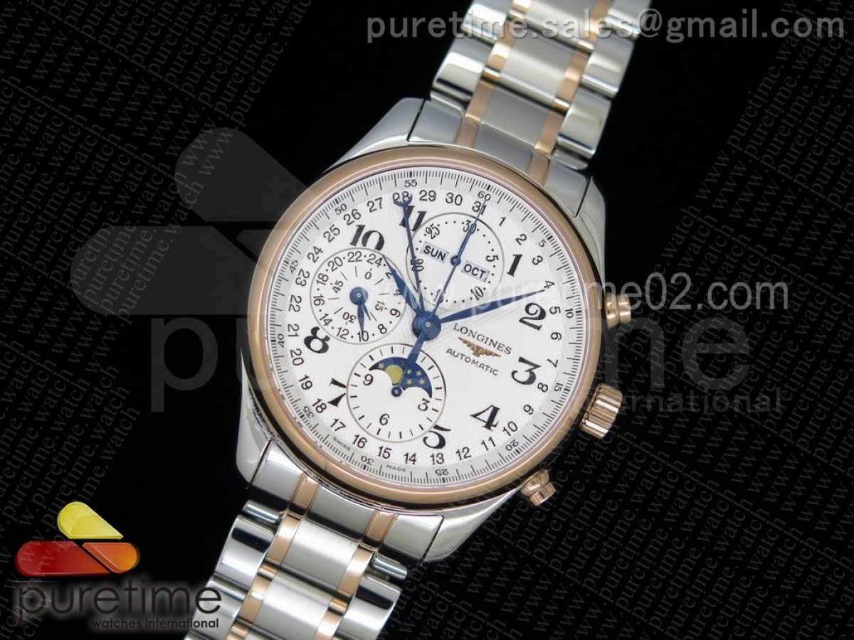 YL공장 마스터 문페이스 크로스그래프 로즈골드 화이트 다이얼 Master Moonphase Chronograph SS/RG YLF 1:1 Best Edition White Dial on SS/RG Bracelet A7751