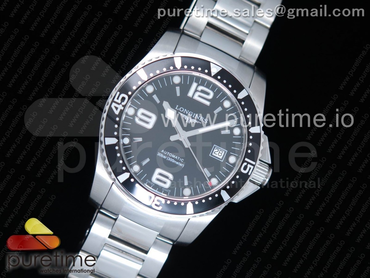 론진 하이드로 콘퀘스트 오토매틱 블루 다이얼 브레이슬릿 Hydro Conquest Automatic SS Black Dial on SS Bracelet A2824