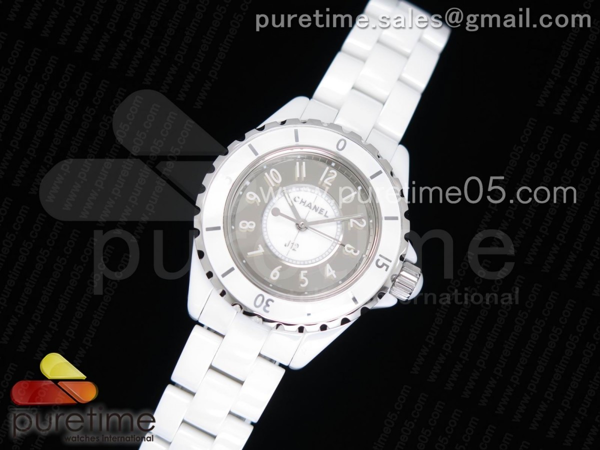 KOR공장 J12 33MM 여성용 화이트 세라믹 미러 다이얼 아라비안 인덱스 J12 33mm KOR 1:1 Best Edition White Korea Ceramic Mirror Dial on Bracelet Swiss Quartz