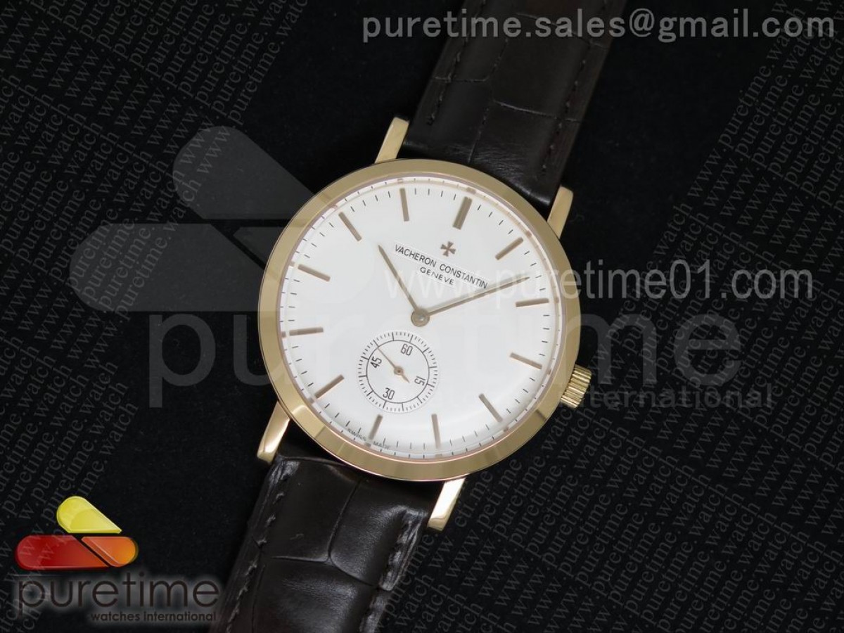 바쉐론 콘스탄틴 트레이디셔널넬 로즈골드 화이트 다이얼 브라운 레더 스트랩 Traditionnelle RG White Dial on Brown Leather Strap A4400