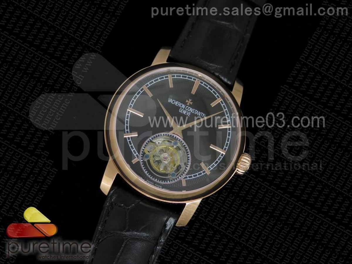 바쉐론콘스탄틴 패트리모니 오토매틱 뚜르비용 로즈골드 화이트 다이얼 Patrimony Automatic Tourbillon RG Black Dial on Black Leather Strap