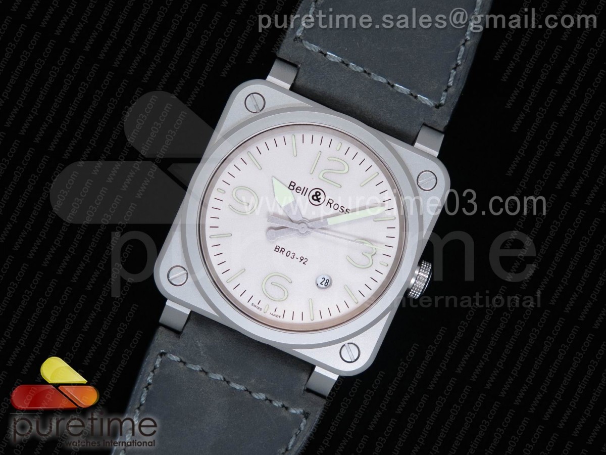 벨엔로스 BR03-92 호로그래프 새틴 폴리쉬드스틸  그레이 다이얼스트랩 BR 03-92 Horolum Satin-polished Steel Gray Dial on Gray Leather Strap MIYOTA 9015