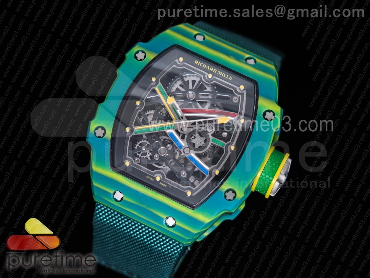 리차드밀 RM67-02 스프린트 스켈레톤 다이얼 그린 나일론 스트랩 RM 67-02 Sprint Skeleton Dial on Green Nylon Strap 6T51