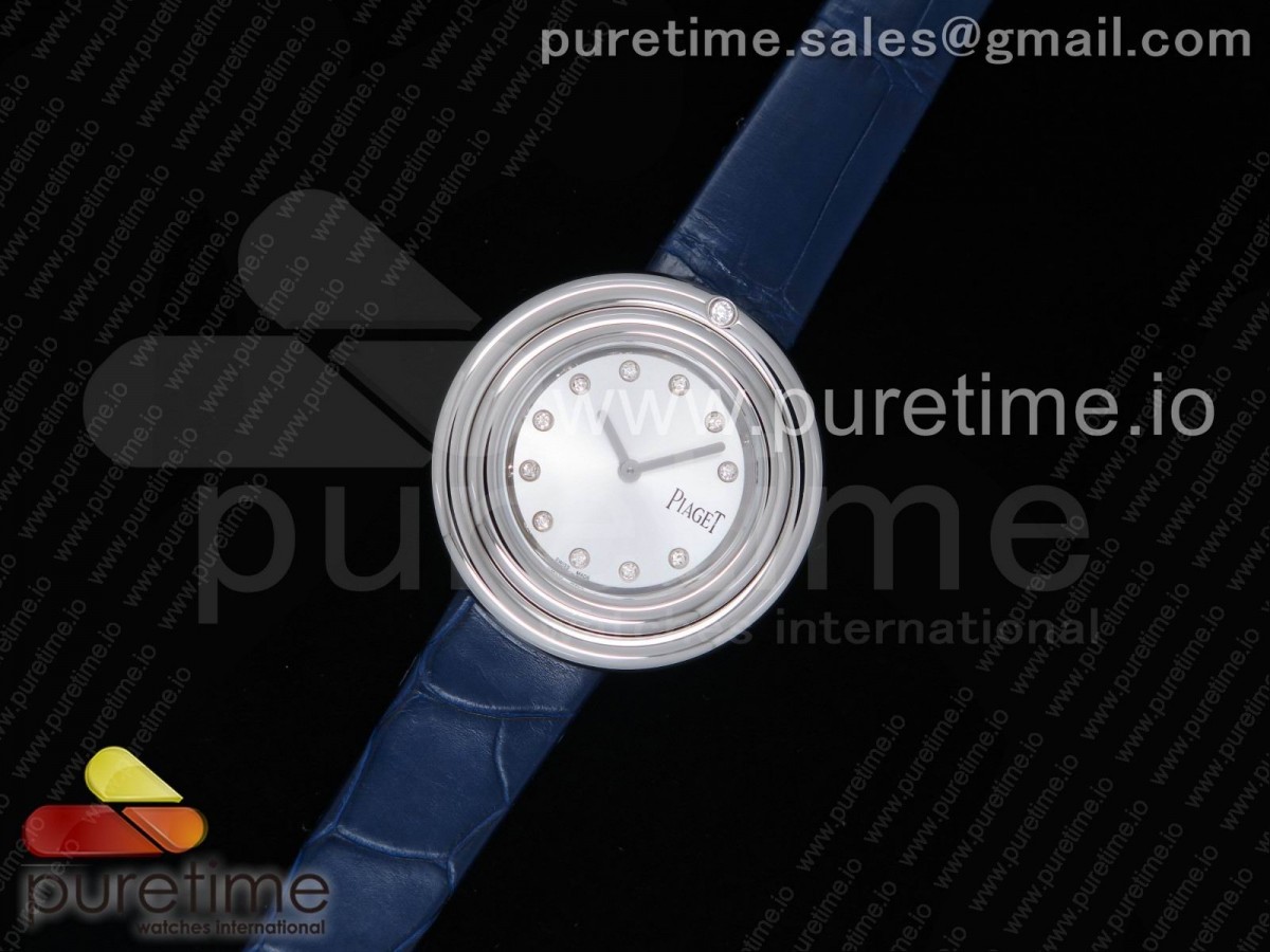 피아제 포제선 화이트 다이얼 블루 레더 스트랩 Possession Watch SS White Dial on Blue Leather Strap Jap Quartz Movement