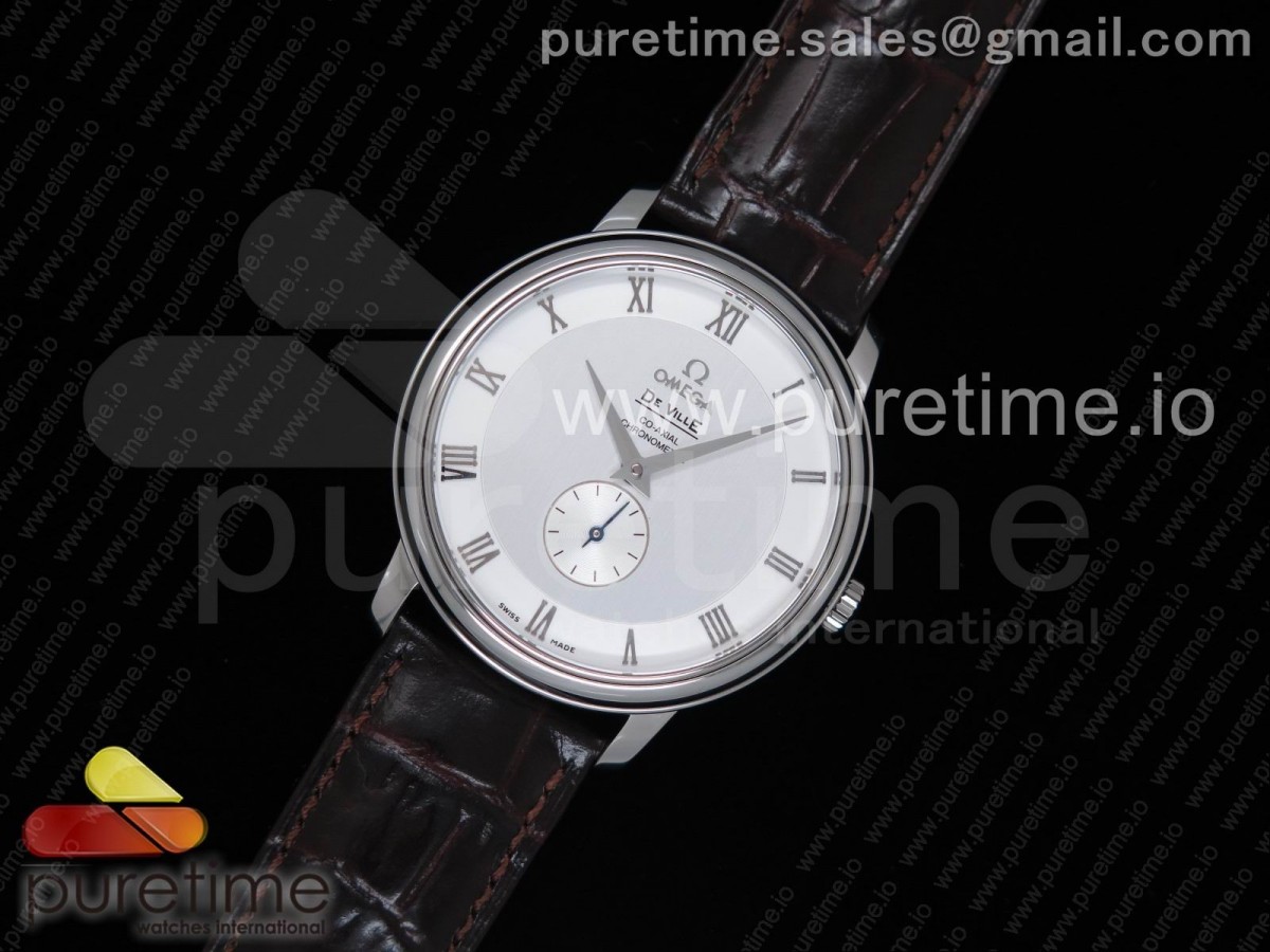 TW공장 오메가 드빌 화이트다이얼 브라운/가죽 De Ville Prestige Small Second TWF 1:1 Best Edition White Dial on Brown Leather Strap MIYOTA 9015