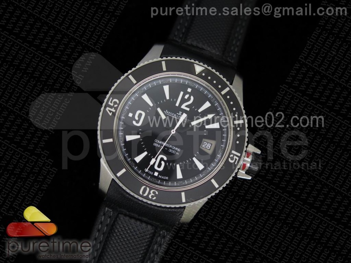 눕공장 예거르클트르 마스터 컴플레셔 다이빙 오토매틱 네이비 블랙 레더 스트랩 Master Compressor Diving Automatic Navy SEALs 1:1 Noob Best Edition on Black Leather Strap A2824