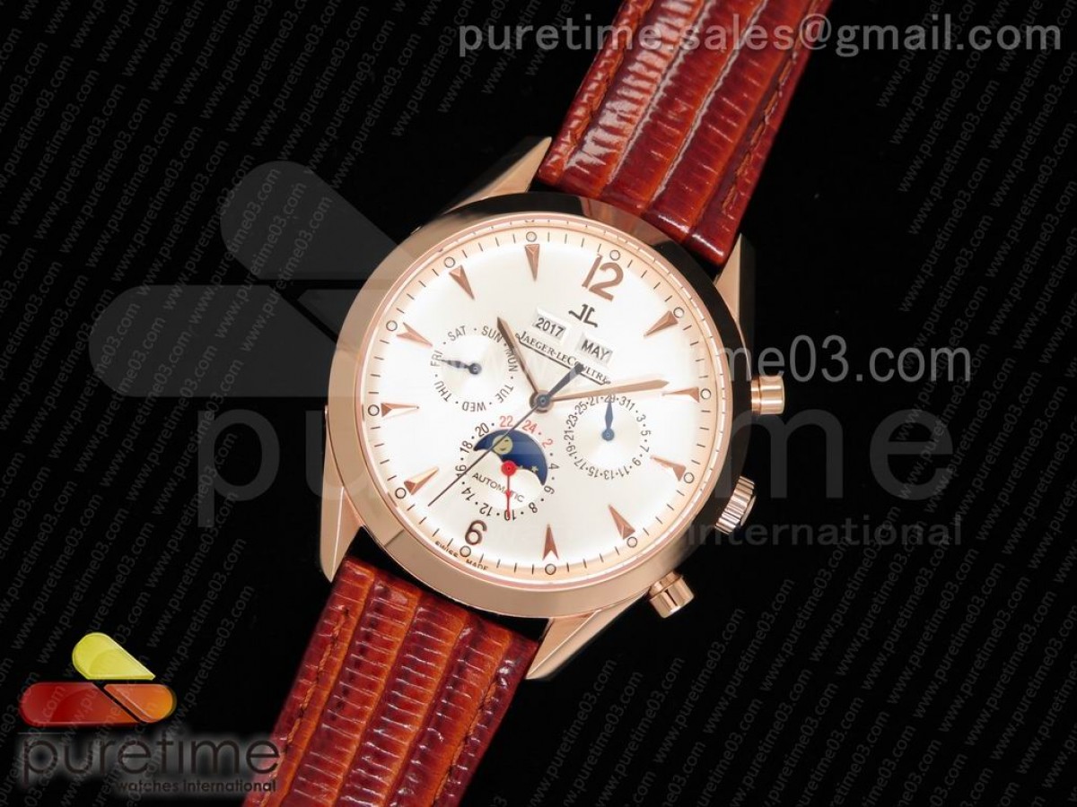 예거르클트르 마스터 컴플리케이티드 로즈골드 실버 다이얼 레드 레더 스트랩 Master Complicated RG Silver Dial on Red Leather Strap ETA2836