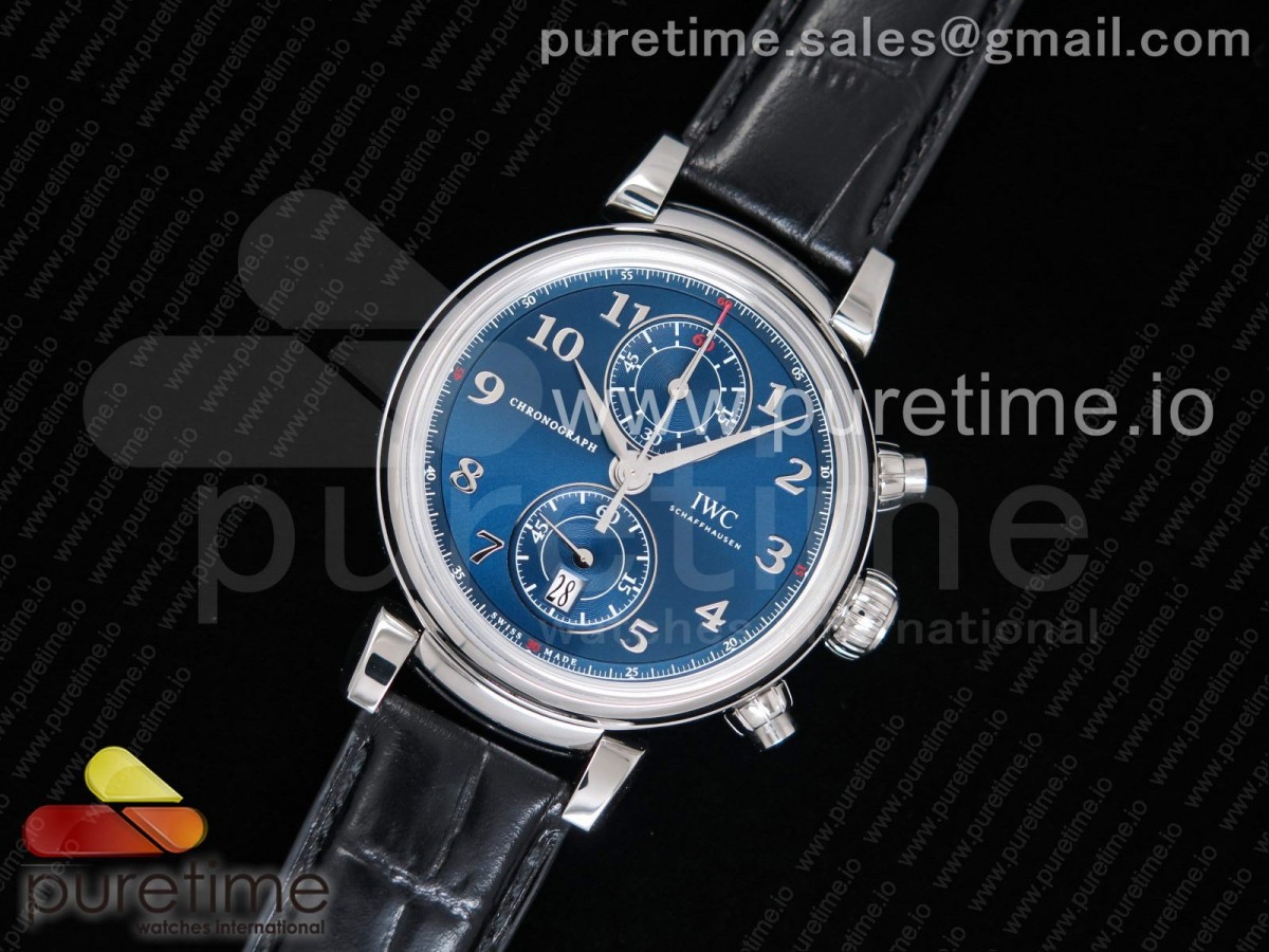 ZF공장 IWC 다빈치 크로노 라우레우스 IW393402 블루 다이얼  Da Vinci Chrono Laureus IW393402 SS ZF 1:1 Best Edition Blue Dial SS on Black Leather Strap A7750