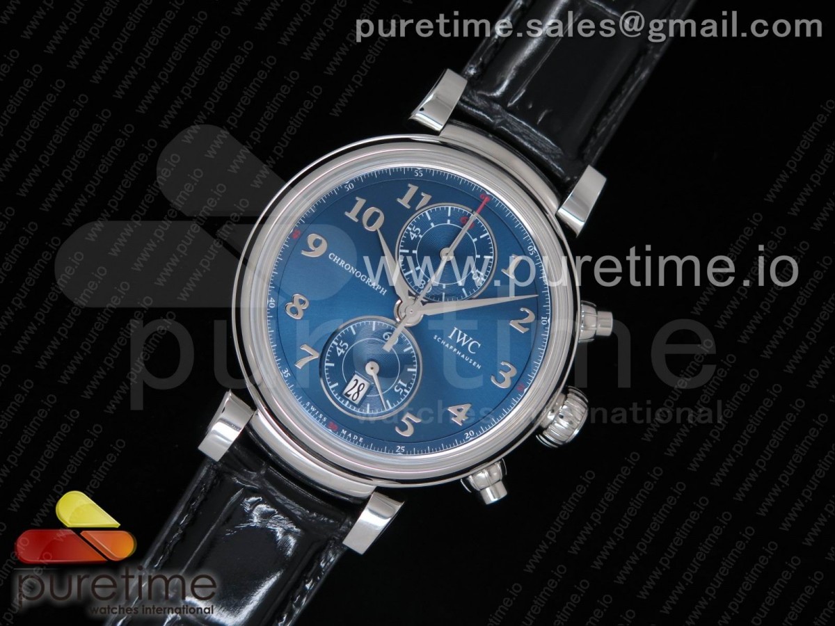 YL공장 IWC 다빈치 크로노 라우레우스 IW393402 블루 다이얼 Da Vinci Chrono Laureus IW393402 SS YLF 1:1 Best Edition Blue Dial on Black Leather Strap A7750