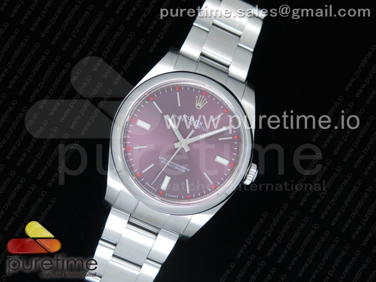 AR공장 롤렉스 오이스터퍼페츄얼 39MM Oyster Perpetual 39mm 114300 ARF 1:1 Best Edition 904L SS Case and Bracelet Red Grape Dial SH3132