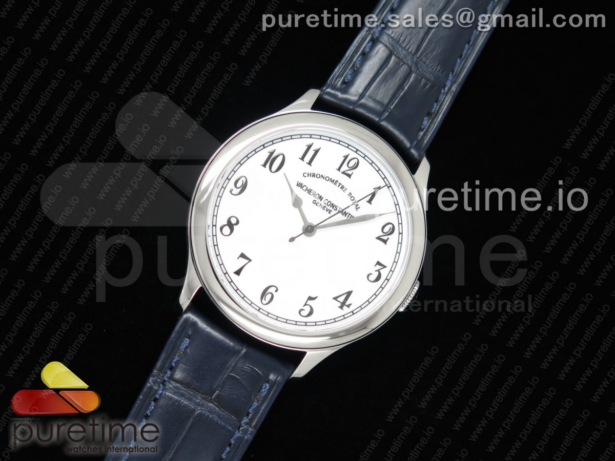 GS공장 바쉐론콘스탄틴 히스토리크 스틸 화이트다이얼 블루가죽스트랩 Historiques Chronomètre Royal 1907 SS GSF Best Edition White Dial on Blue Leather Strap MIYOTA 9015