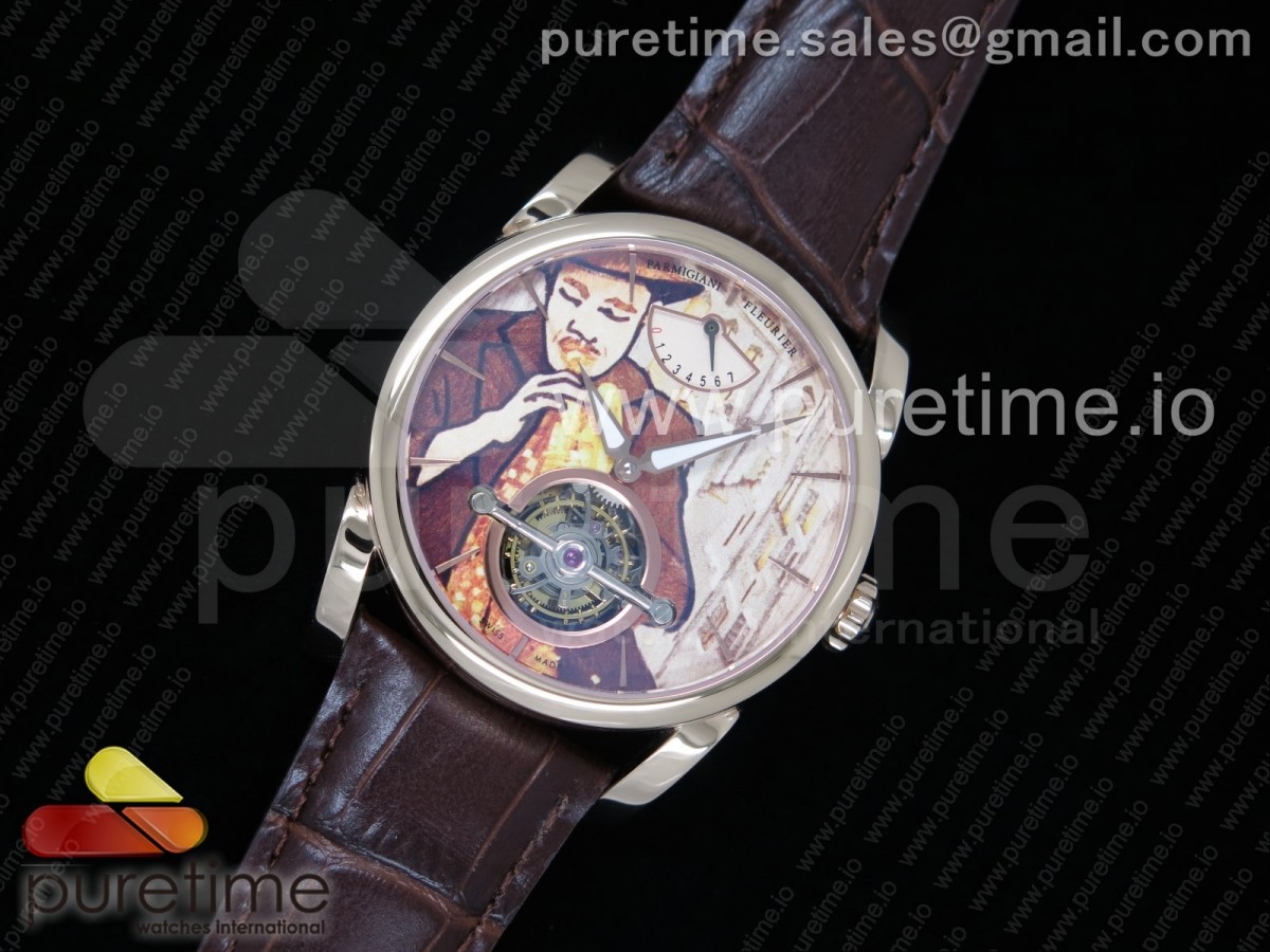 JB공장 파르미지아니 플러리에 톤다 톤다 투어빌론 에디션 /Fleurier Tonda Tourbillon Woodrock RG Real PR JBF Best Edition Red Man Dial on Brown Leather Strap