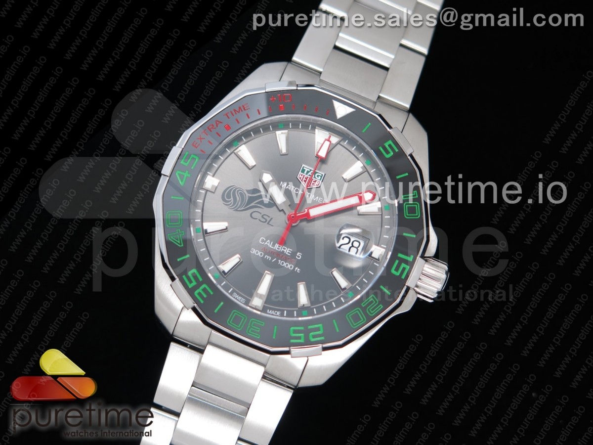 GS공장 태그호이어 아쿠아레이서 칼리버 43MM 차이니즈슈퍼컵 Aquaracer Calibre 5 CSL 43mm SS GSF 11 Best Edition Gray Dial on SS Bracelet A2824