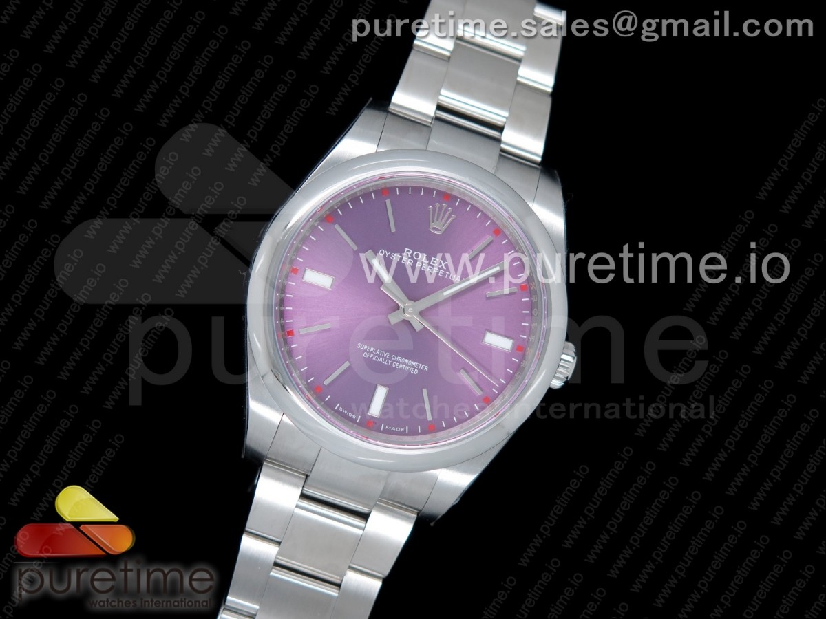 GM공장 롤렉스 오이스터퍼페츄얼 39MM 904L 스틸 퍼플다이얼 / Oyster Perpetual 39mm 114300 GMF Best Edition Red Grape Dial on SS Bracelet SA3132