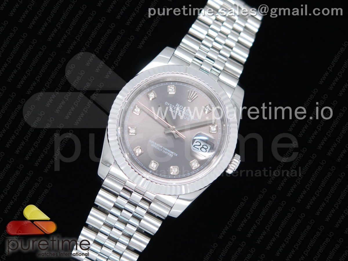 GM공장 롤렉스 데이저스트36 904L 그레이다이얼 다이아인덱스 플루티드베젤 DateJust 36 SS 126234 GMF Best Edition 904L Steel Gray Dial Diamonds Markers on Jubilee Bracelet A2824