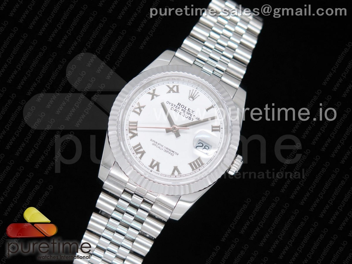 GM공장 롤렉스 데이저스트36 904L 화이트다이얼 로만인덱스 플루티드베젤 DateJust 36 SS 126234 GMF Best Edition 904L Steel White Dial Roman Markers on Jubilee Bracelet A2824