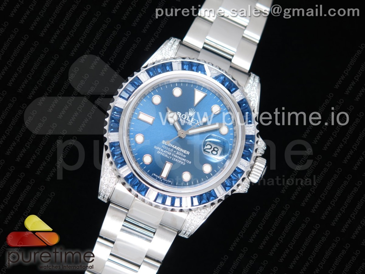 GS공장 롤렉스 서브마리너 다이어베젤 블루다이얼 /Submariner Blue Diamonds Bezel SS GSF Best Edition Blue Dial on SS Bracelet A2824