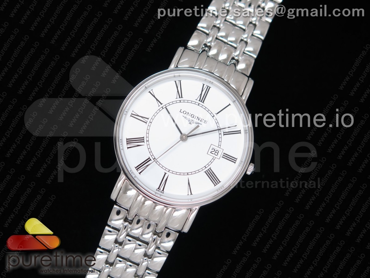 MK공장 론진 엘레강트 스틸 화이트다이얼 브레이슬릿 쿼츠 / Elegant SS MKF Best Edition White Dial Roman Markers on SS Bracelet Jap Quartz