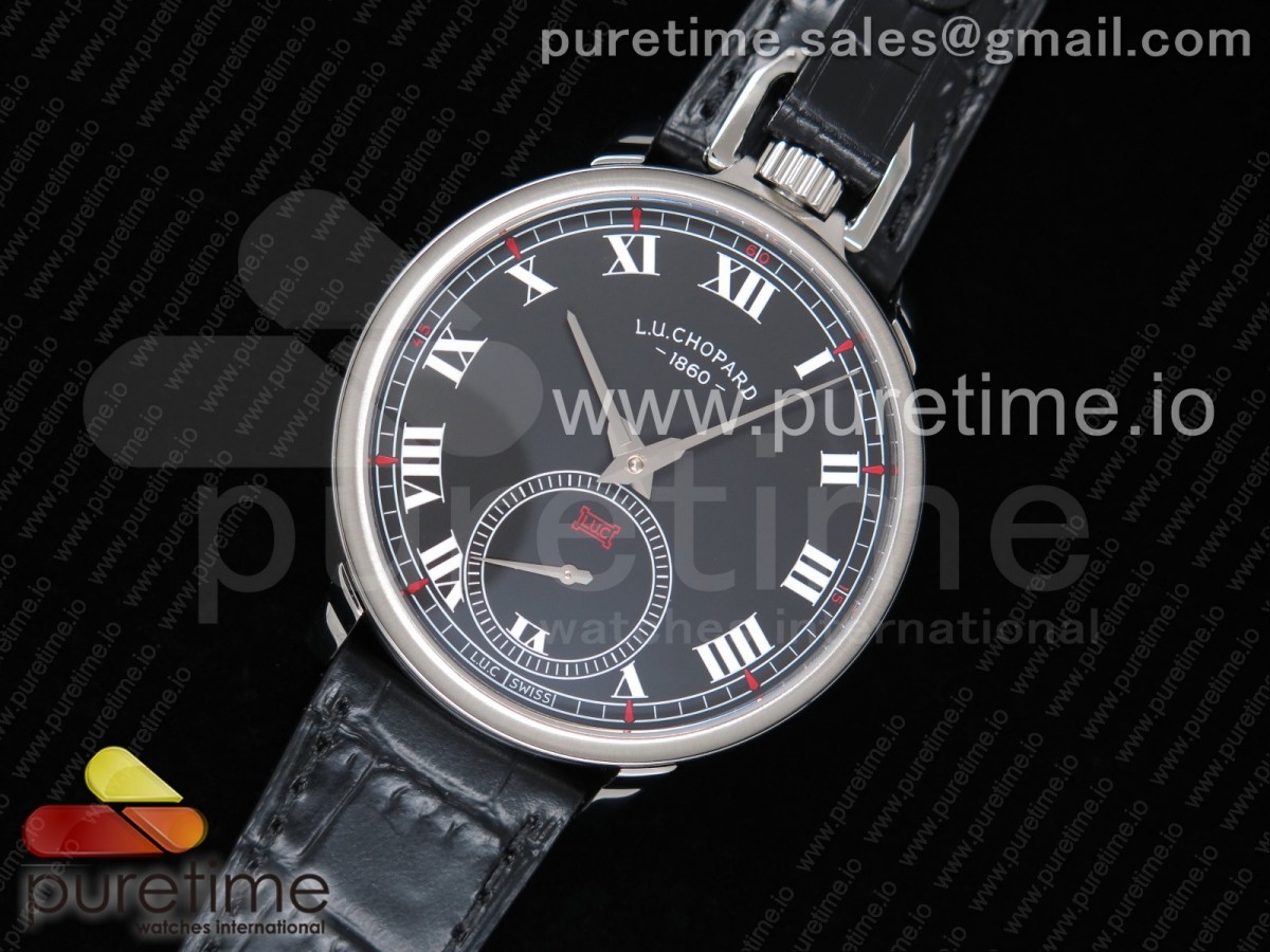 쇼파드 루이 율리스 스틸 블랙다이얼 가죽 / Chopard Louis-Ulysse The Tribute SS Black Dial on Black Leather Strap A6498