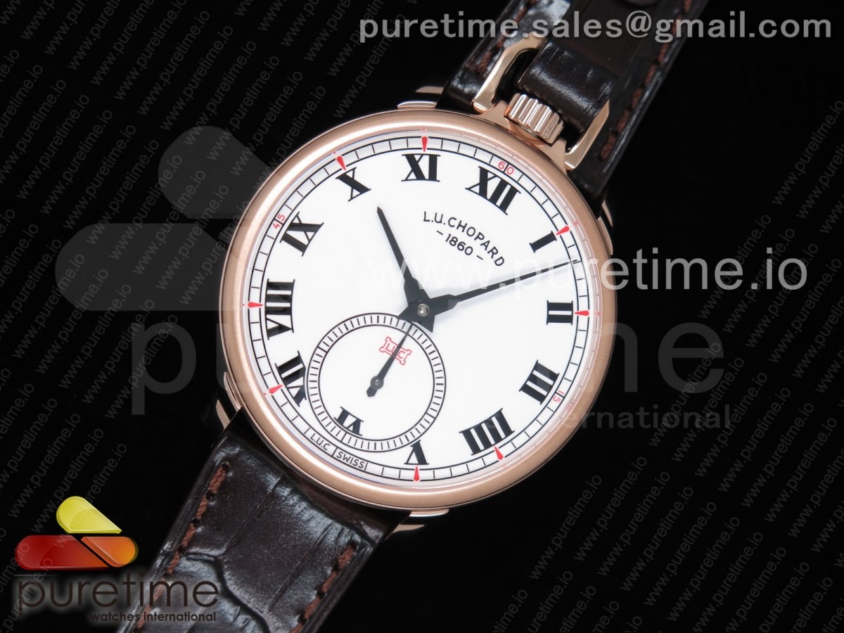 쇼파드 루이 율리스 스틸 화이트다이얼 로즈골드 가죽 / Chopard Louis-Ulysse The Tribute RG White Dial on Brown Leather Strap A6498