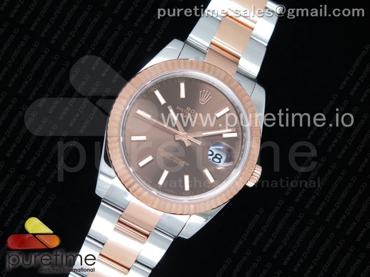 AR공장 롤렉스 데이저스트 41MM 로즈골드 콤비 브라운다이얼 바인덱스 904L / DateJust 41 126331 SSRG ARF 11 Best Edition 904L Steel Brown Dial Stick Markers on Oyster Bracelet A2824