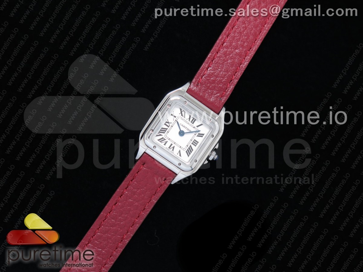 K11공장 까르띠에 팬더 레이디즈 22mm 가죽 / Santos Ladies SS 22mm K11F Best Edition White Dial on Red Leather Strap Ronda Quartz