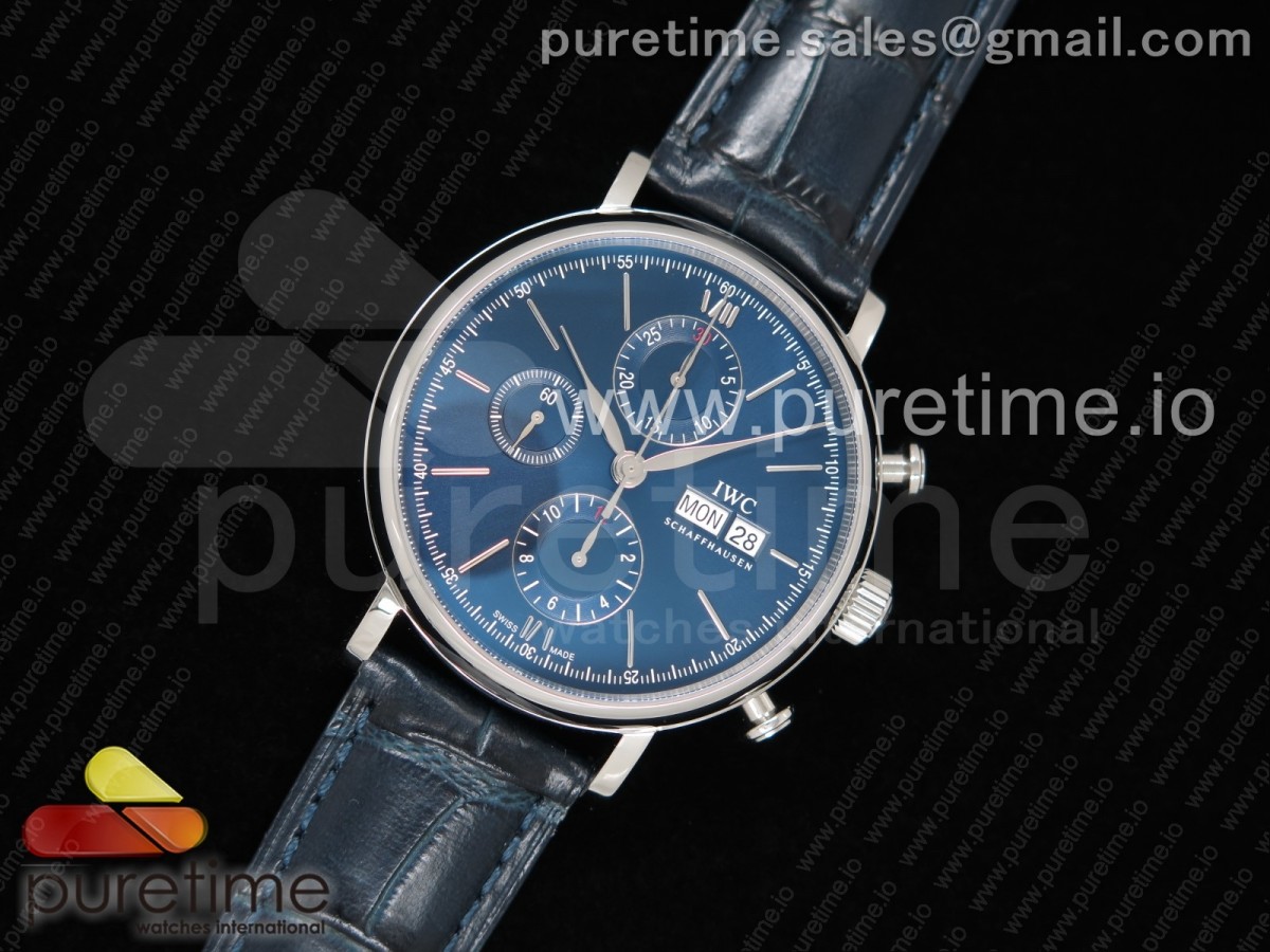 ZF공장 IWC 포르토피노크로노 블루다이얼 블루 가죽 / Portofino Chrono SS ZF 11 Best Edition Blue Dial on Blue Leather Strap A7750