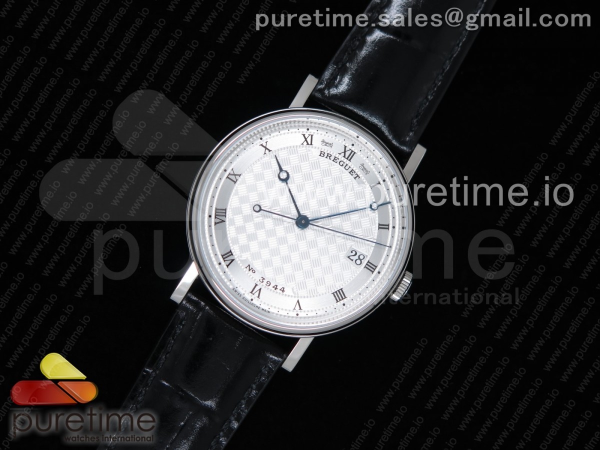 FK공장 V2 브레게 클래식 5177 플레이트 텍스쳐 다이얼 가죽 / Classique Auto 5177 SS FKF 11 Best Edition White Plaid Textured Dial on Black Leather Strap MIYOTA 9015 V2